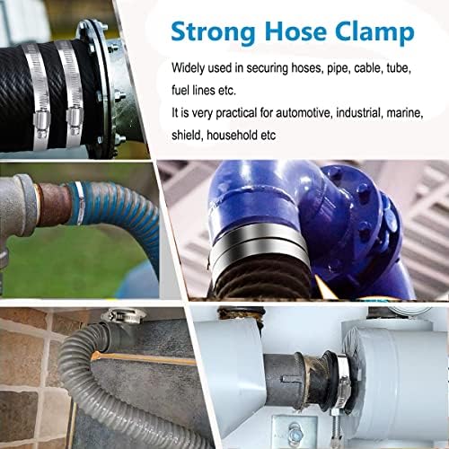 Litensh 141-165mm Stainless Steel Hose Clips, 6PCS Worm Gear Hose Clamps Pipe Clamp, Jubilee Clips Duct Clamp Fuel Line Clamp for Plumbing Automotive Pool Car Pond and Garden