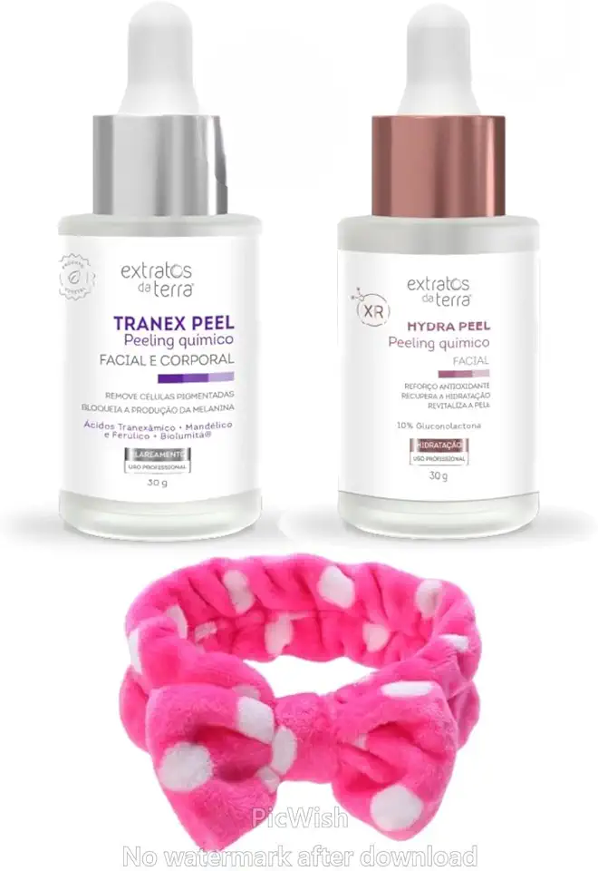 Kit Peeling Químico Tranex Peel 30 g + Hydra Peel XR 30 g + Faixa Pelúcia – Clareamento, Hidratação e Renovação Celular