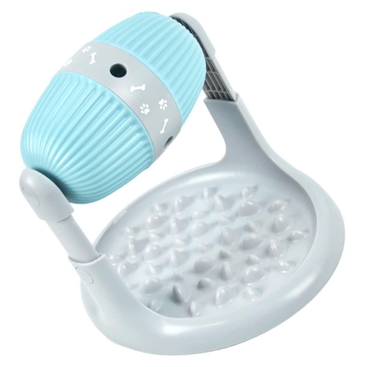 Milisten Comedero Lento Interactivo para Perros y Gatos Dispensador De Golosinas, Altura Ajustable, Antideslizante, Estilo Rodillo, Juguete para Alimentación Saludable, Azul
