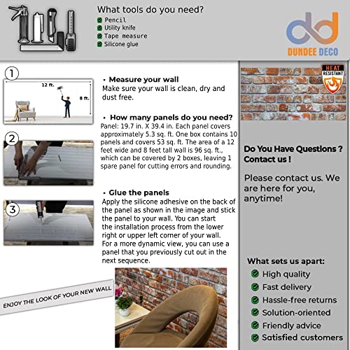 Dundee Deco 3D Wall Panels Brick Effect - Cladding Red Grey Brown Stone Look Wall Paneling, Styrofoam, Sample, Size 10 X 10 In. #TOP6