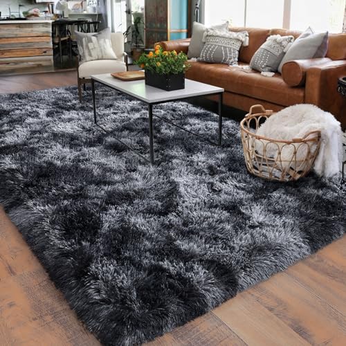 Rugs for Bedroom 4x6, Soft Shaggy Modern Shag Area Rug for Living Room, Upgrade Non-Slip Plush Fluffy Carpet for Kids Boys Girls Room Home Decor Aesthetic, Dark Grey