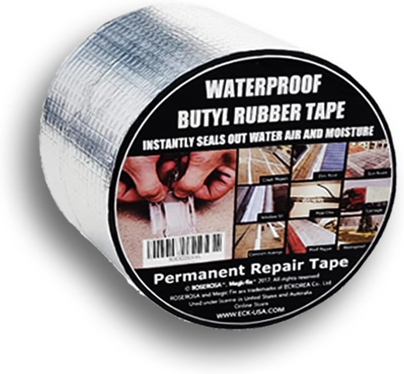 Professional Waterproof Butyl Rubber Tape External Aluminium Foil Suitable for Roof Leak, Surface Crack, Window Sill Gap, Pipe Rupture, Boat Sealing, Etc 10cm X 5meter WPBT-105M