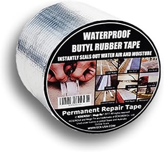ROSEROSA Professional Waterproof Butyl Rubber Tape (3.93 Inch X 16.4 feet) External Aluminium Foil Suitable for Roof Leak, Surface Crack, Window Sill Gap, Pipe Rupture, Boat Sealing, Etc