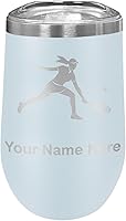 Vista 40 de LaserGram Vaso de vino de acero inoxidable de doble pared, mujer jugadora de tenis, grabado personalizado incluido (negro)