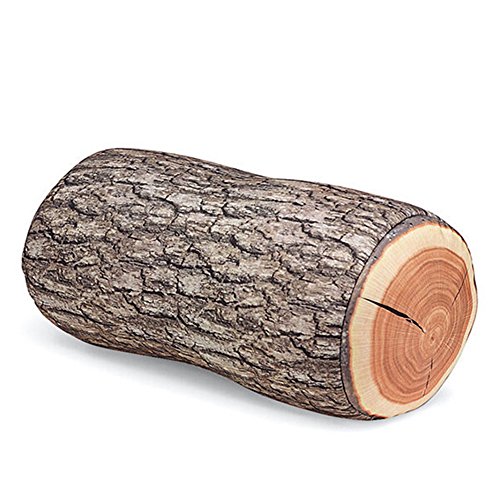 Welim - Cojín decorativo con un diseño de leño de madera de árbol con forma redonda y vetas, protege al medio ambiente, adecuado para habitaciones o sofás