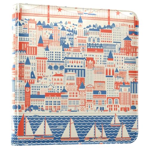 Kigai San Francisco Photo Album Self Adhesive Scrapbook Album Leather Cover DIY Picture Scrap Book with 20 Adhesive Sheets, 11.8x24x0.8 inch