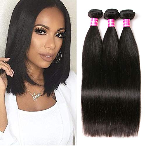 Aphro Hair Brazilian Straight Hair Bundles Deals 3 Bundles Brazilian Hair Extensions 100% Unprocessed Virgin Human Hair Weave Bundles Remy Hair Weft 3 Bundles Natural Color （8 8 8）