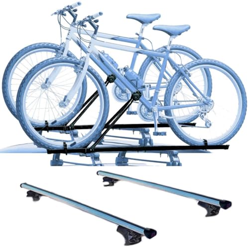 Set 2 Portabici tetto + Barre realizzato per SKODA OCTAVIA WAGON/SCOUT in Acciaio universali versatili Barre 127 CM c/Serratura + Kit Attacchi