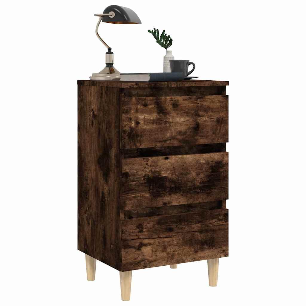 Set di 2 comodini con 3 cassetti, rovere affumicato, 40 x 35 x 69