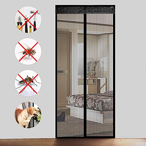 Preisvergleich Produktbild GOYOO Magnet Fliegengitter Tür Moskitos Insekten Okklusion strapazierfähigkeit Maschenvorhänge, schwarz,120x220cm
