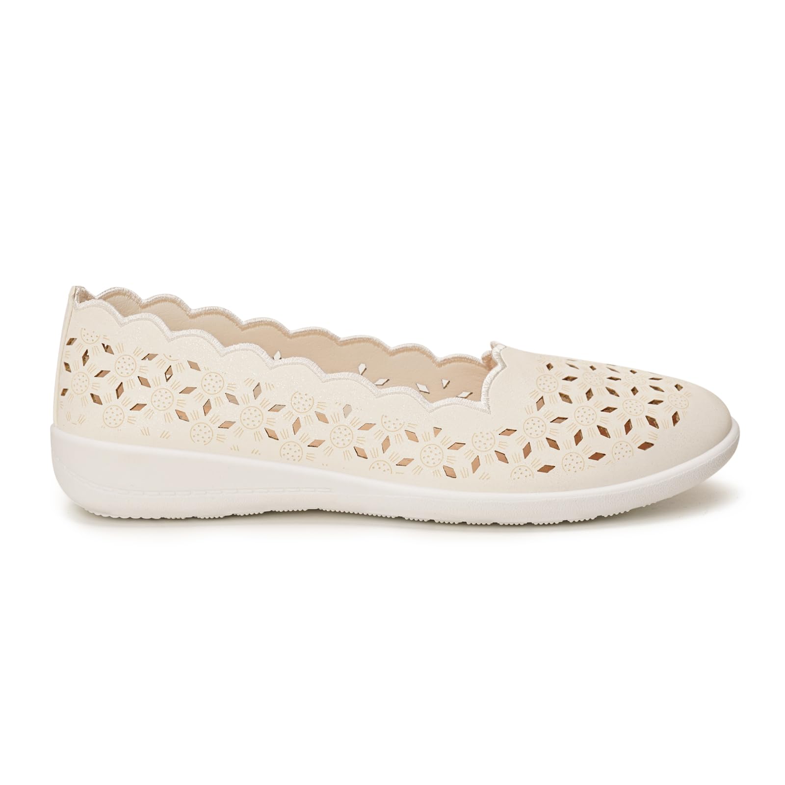GLAMORA Ballerine Donna Traforate Laser Floreale Zeppa Bassa Punta Tonda Slip On Scarpe Comode Leggere Traspiranti Suola Flessibile Antiscivolo Eleganti Casual Estive Calzata Morbida