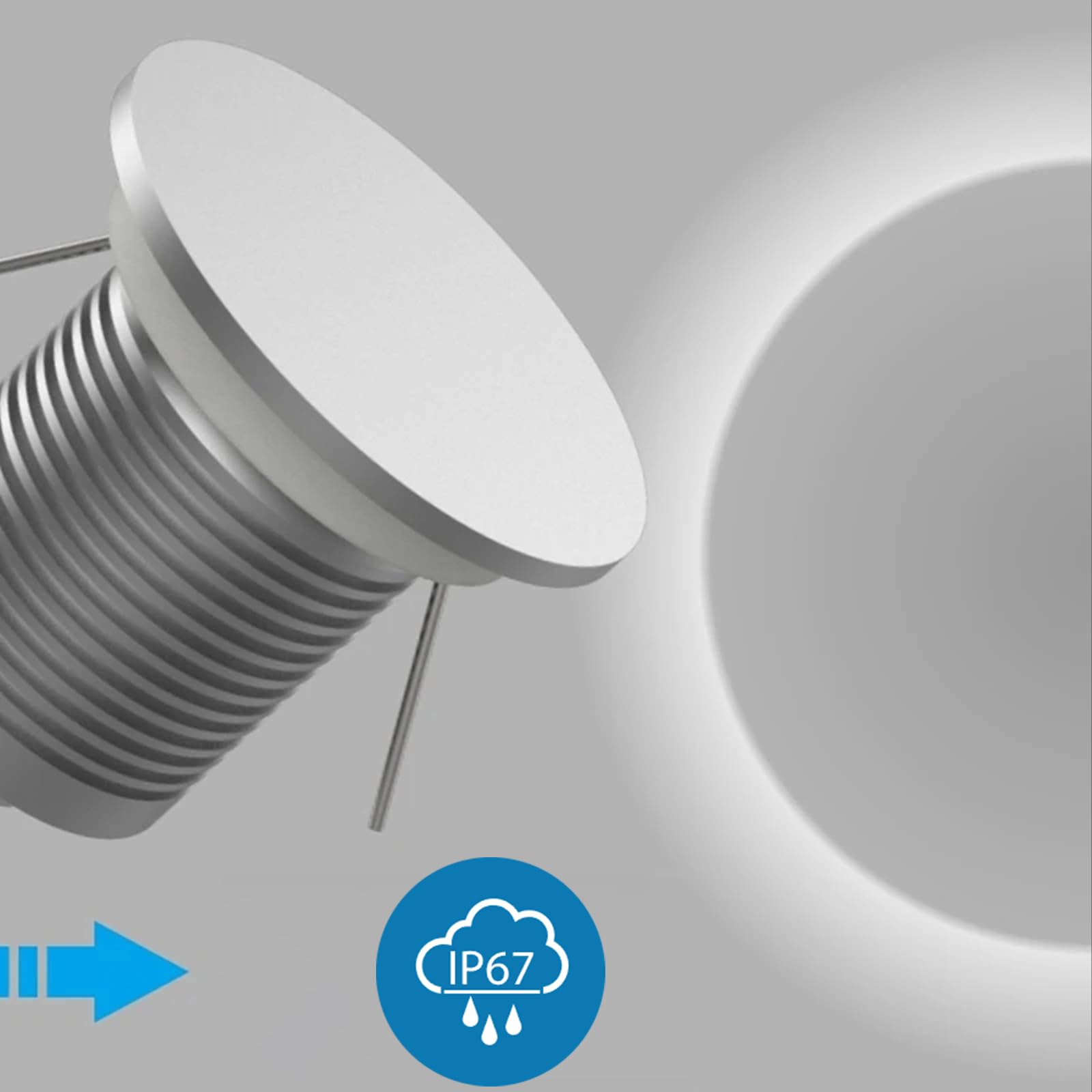 1W LED Wandleuchten Mit 230V/12V Trafo, IP67 Wasserdichte Außen/Innen Wandlampe, Einbauleuchte Treppenleuchte Mini Stufenleuchten Treppenlicht Für Stufen Treppen Fassade（Silber Warmweiß, 4 Stück）