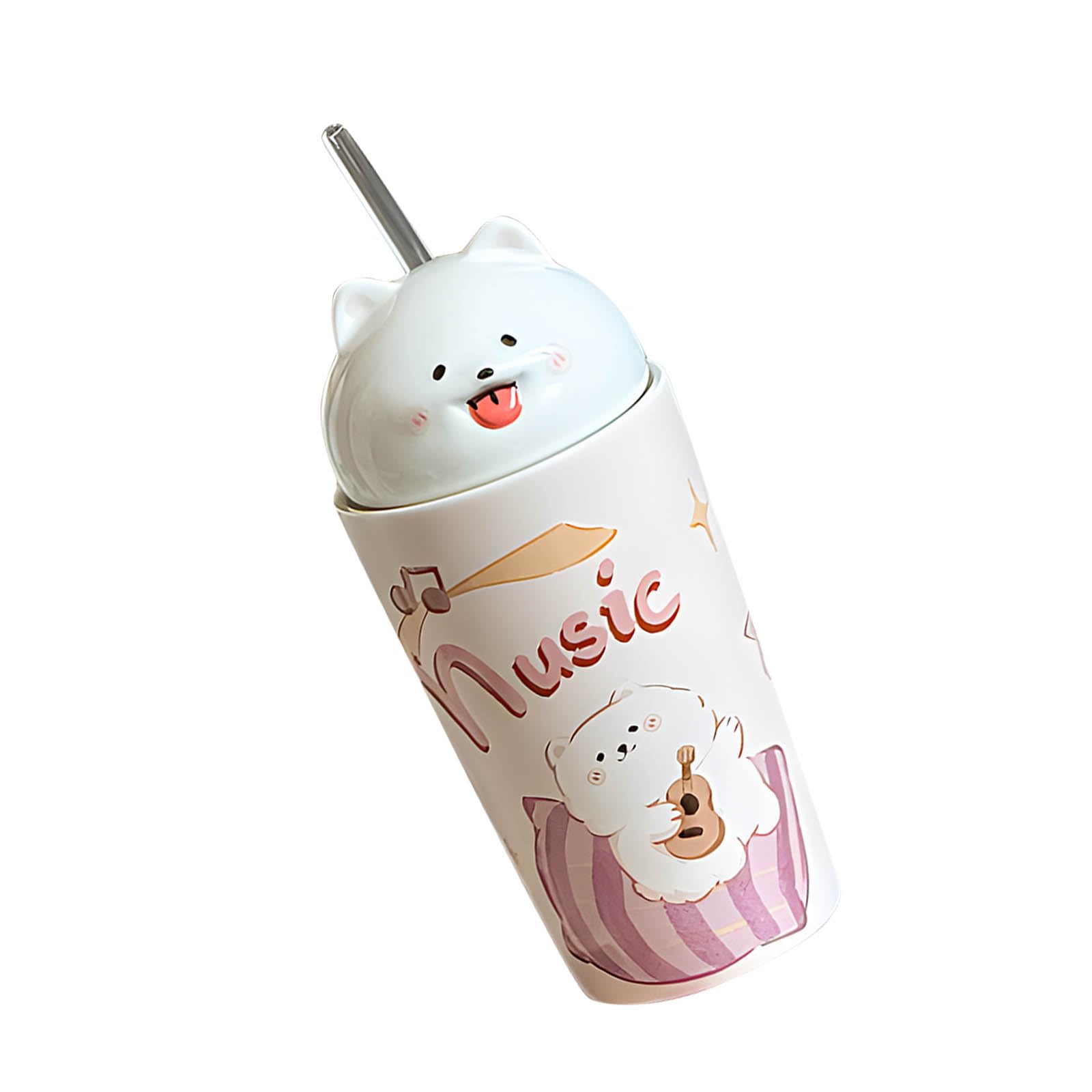 Buxuaaaa Premium Ceramic Tea Cup with Samoyed Dog Creation Dishwasher Warmth Immune for Daily Beverages Sweet Dog Coffee Cup