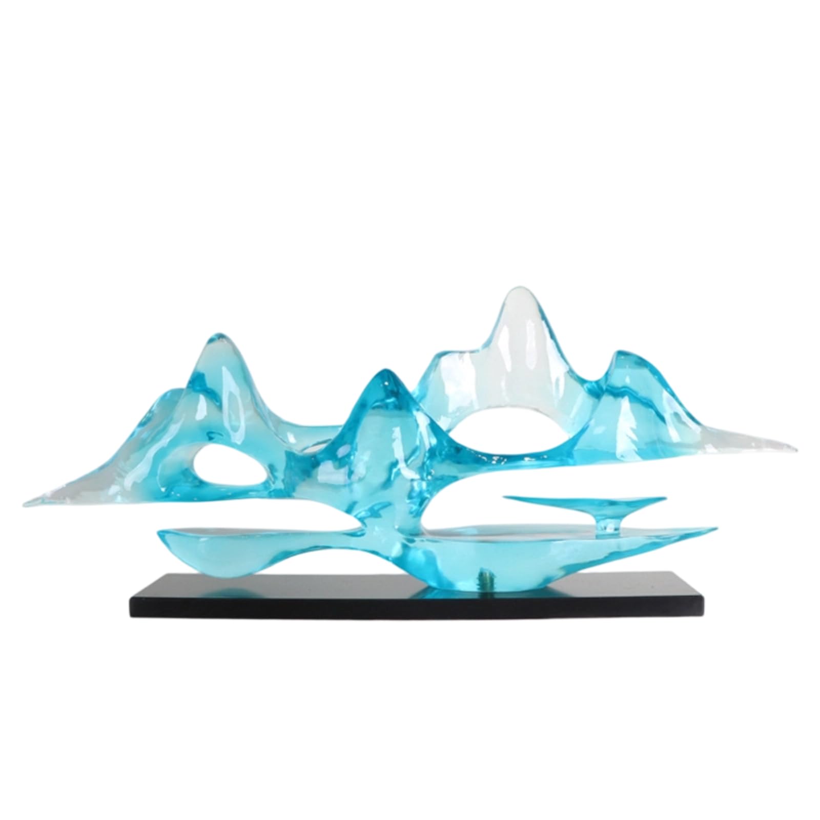 Qianly Sculpture Décor Style Chinois Épuré Décor en Résine Pierre Style Élégant Ornement pr lon, Bleu Transparent