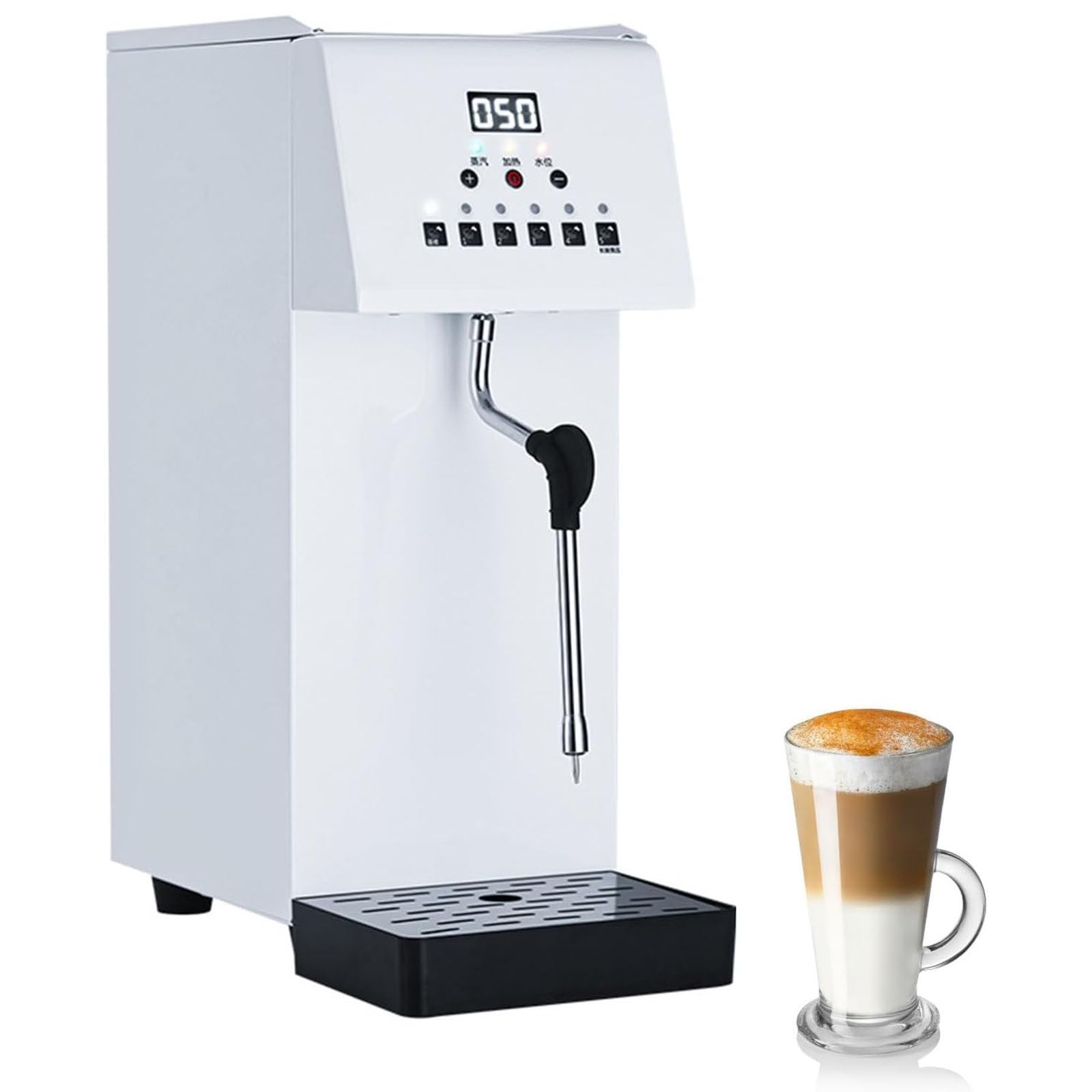 Espumador de leche eléctrico comercial de 2500 W y 6 L de gran capacidad, calentamiento rápido para cafeterías y tiendas de té.