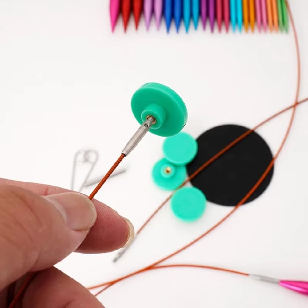 Knoruley Mini Set di Circolari in Alluminio da 5,5 cm per Lavorare A Maglia, Ideale per Maniche, Colletti e Perni Rimovibili per Cucito.