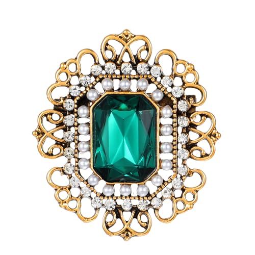 DOPENSPI Antique Rhinestone Brooches for Women, Victorian Crystal Pearl Lapel