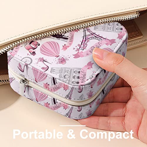 Fehuew Girls Romantic Paris Eiffel Tower Jewelry Storage Box Women Small Organizer Jewelry Case Travel Portable Leather Display Holder For Necklaces, Rings, Earrings #TOP7