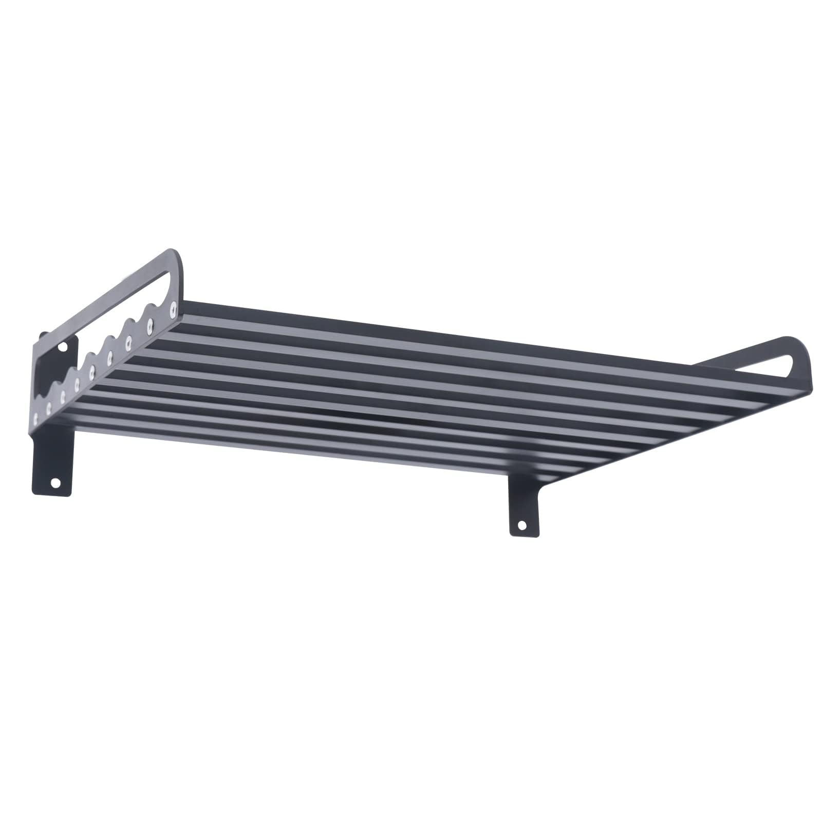Supporto da parete per forno a microonde, in alluminio, nero, per microonde, da cucina, 50 x 39,5 cm, foratura