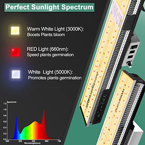 Mars Hydro 2023 Upgraded Sp3000 Led Grow Lights 2X4Ft With 960Pcs Samsung Lm301B Diodes, Dimmable Full Spectrum Indoor Plant Growing Lamps, 3X5Ft Veg Coverage, Daisy Chain For Greenhouse 300W #TOP4