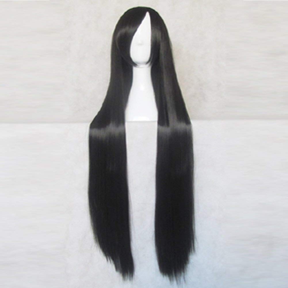 ELSWORD Ara Black 150cm Straight Cosplay Wig + Free Wig Cap (black)
