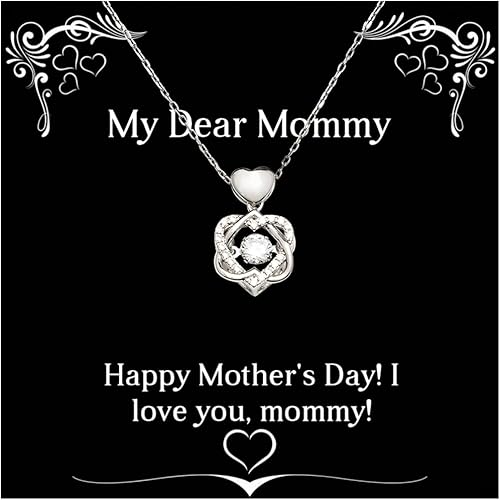 Love Mommy Gifts, Happy Mother's Day! I love you, mommy!, Birthday Unique Gifts, Heart Knot Silver Necklace For Mommy from Son, Gifts for mom, Cool