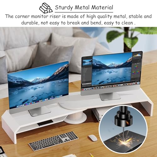 Support de moniteur d'angle réglable avec double étagère de rangement - 4