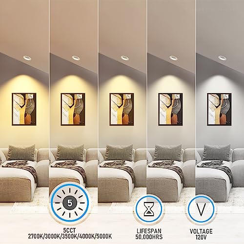 Torchstar A-29492 6 Inch 5Cct Retrofit Led Gimbal Recessed Lighting, Cri90+ Dimmable Swivel Led Directional Can Lights, 360&60 Degree Adjustable, 2700K/3000K/3500K/4000K/5000K, Aluminum Trim thumb #1