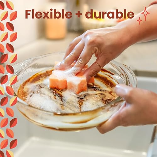 Image of Scotch-Brite Leafy Clean Scrub Sponge, 1 Pack | Two-Sided Kitchen Sponges for Cleaning Effectively, Leaf Shaped Dish Sponges with 100% Recycled Scrubbing Fibers