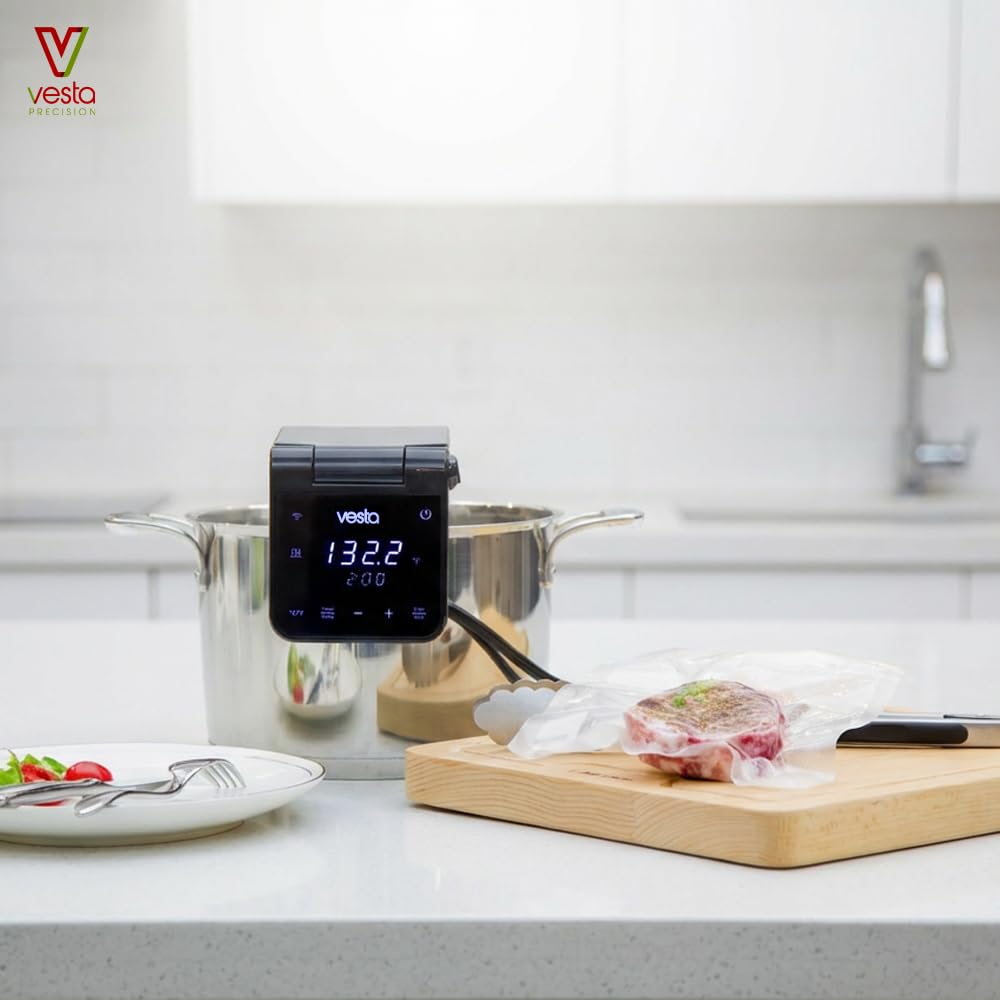 Vesta Precision Fornello a Bassa Temperatura Sous Vide Imersa Elite 1200W con APP di controllo Wi-Fi | Immersione impermeabile IPX7 | Capacità della Pompa 4,5 l/min | Colore nero