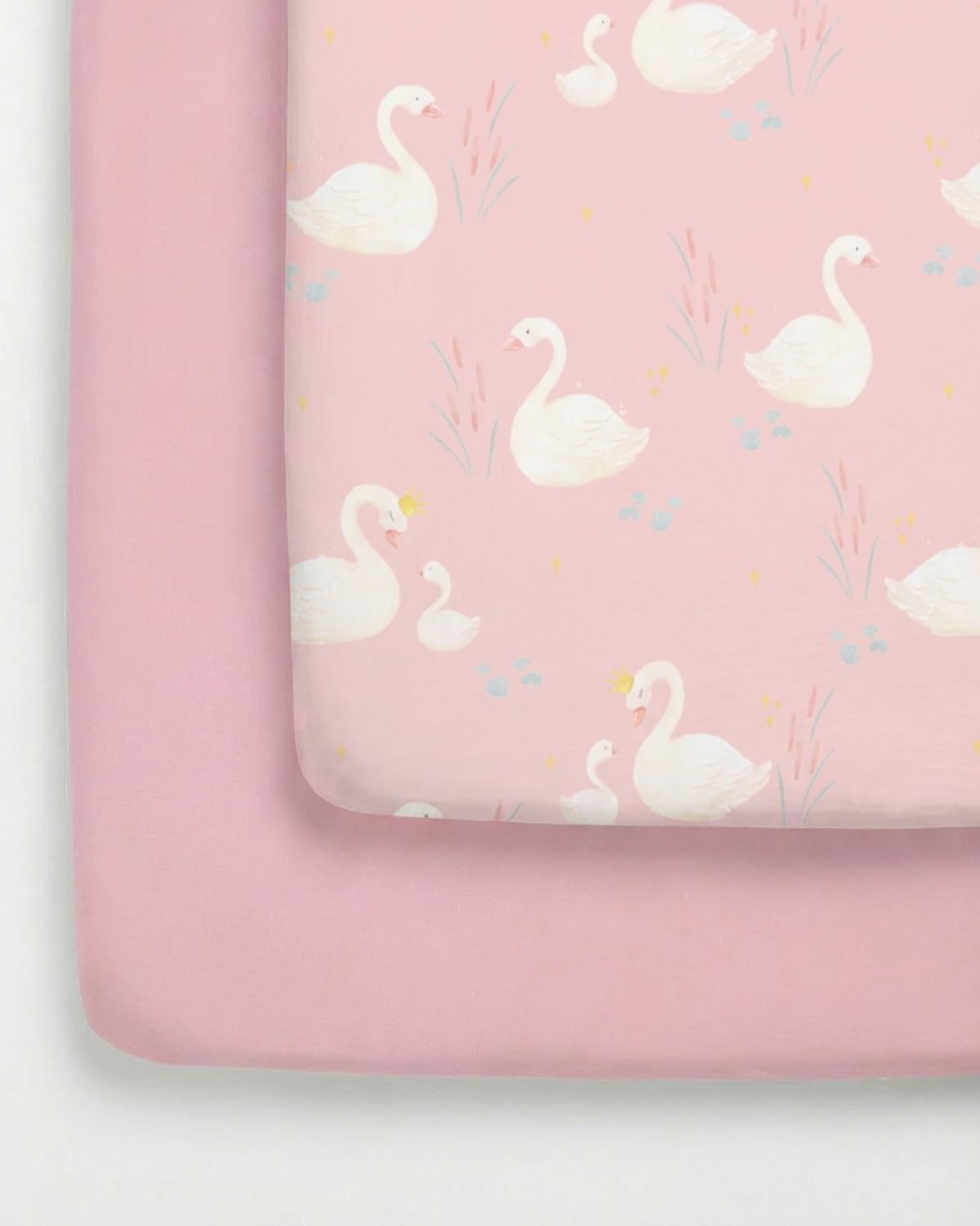 2-Pack Pack N Play Sheets - Playard Mattress Sheets - 38 x 26in, Swans