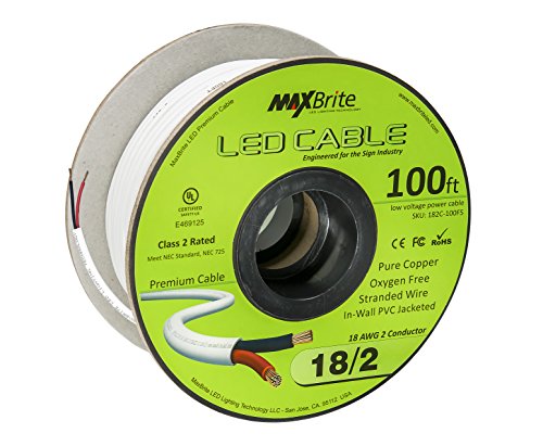 18AWG Low Voltage LED Cable 2 Conductor Jacketed in-Wall Speaker Wire UL/cUL Class 2 (100 ft Reel)