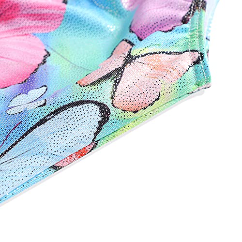 Leotards for Girls Gymnastics Toddler Dance Biketards Mermaid Unicorn Athletic Dance Wear Shiny Rainbow Blue Hotpink