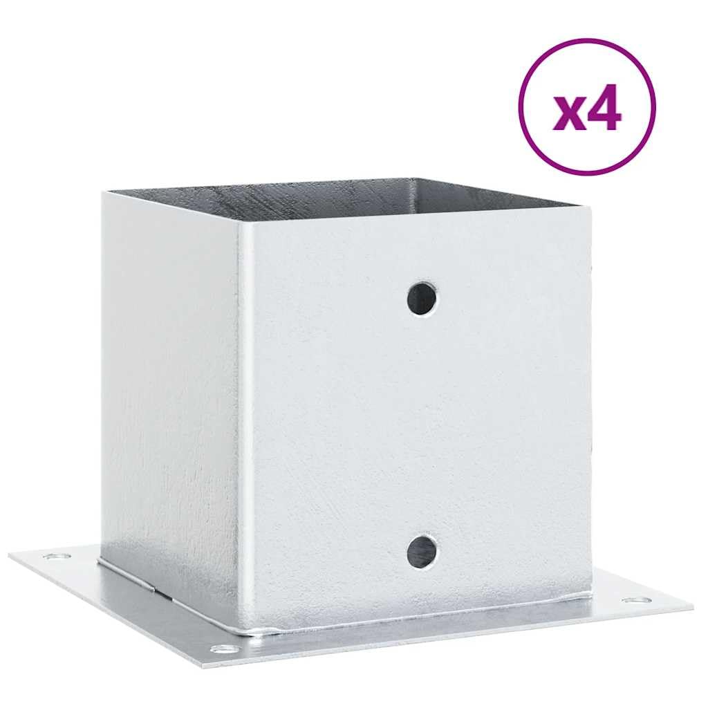 Porta postes cuadrados 4 piezas, acero galvanizado plateado de 141 x 141 mm, anclaje robusto para postes de valla, postes de jardín, postes de madera, postes de metal, resistente a la intemperie