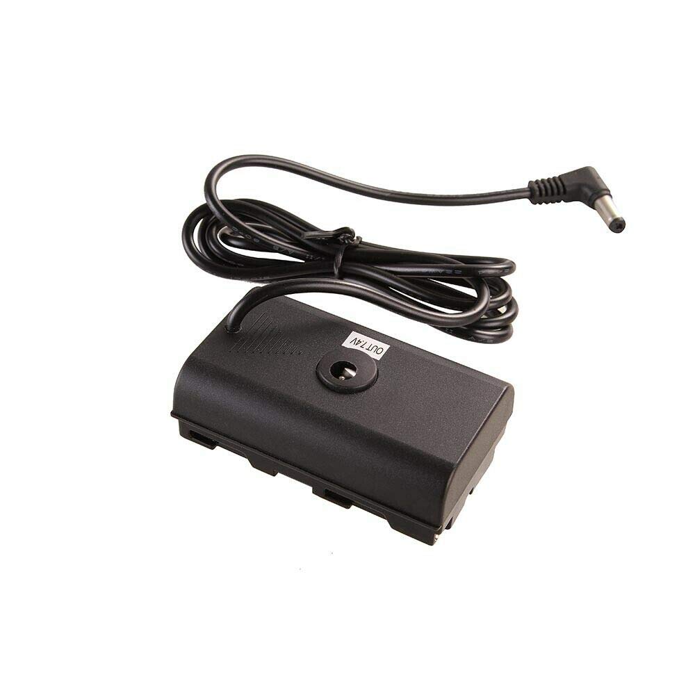 D Tap to NP Dummy Battery, Double Sided Dummy Battery Power Adapter with Coiled Power Cable, Replacement for NP F970 NP F570 NP F550 Battery