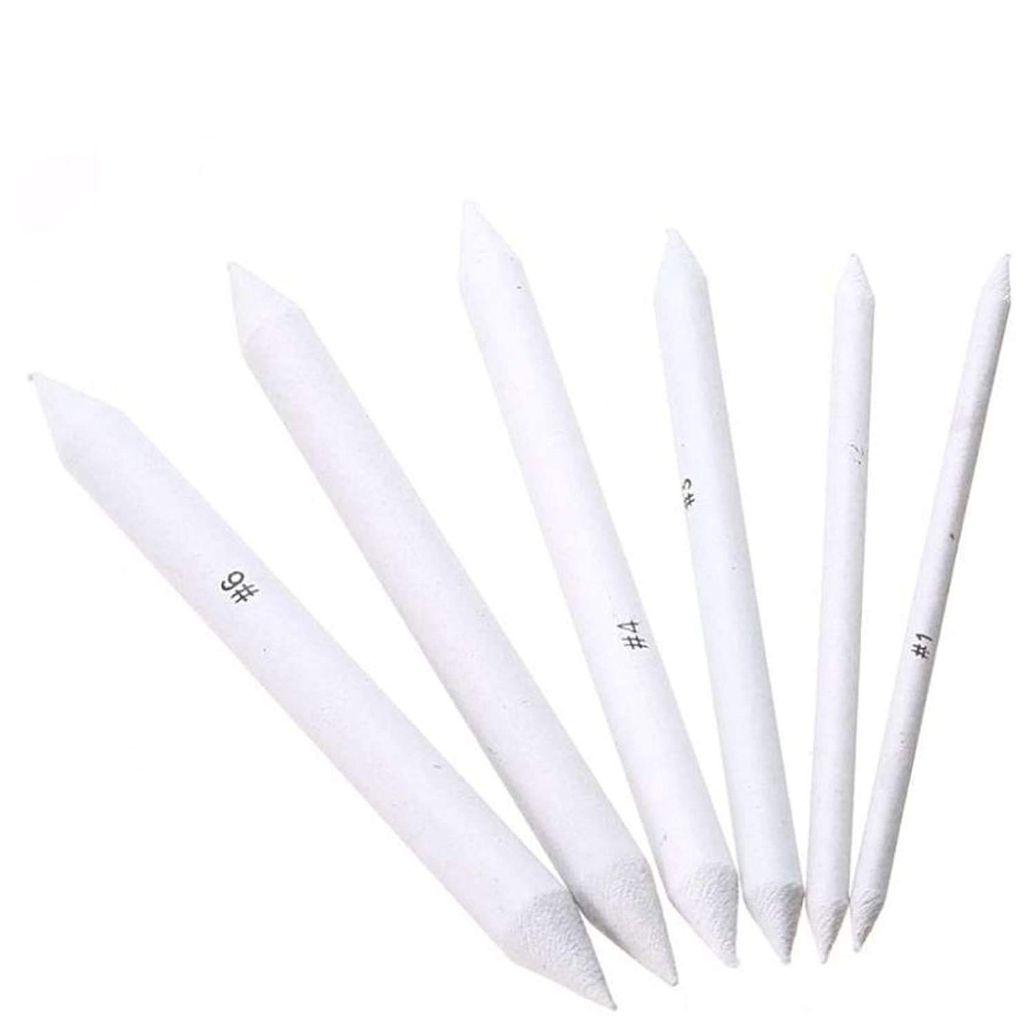 Akshar Art N Craft Paper Sketch Art Tortillon White Drawing Pen Blending Smudging Stump Stick Practical Painting Tool for Sketch Artist and Students - Set of 6