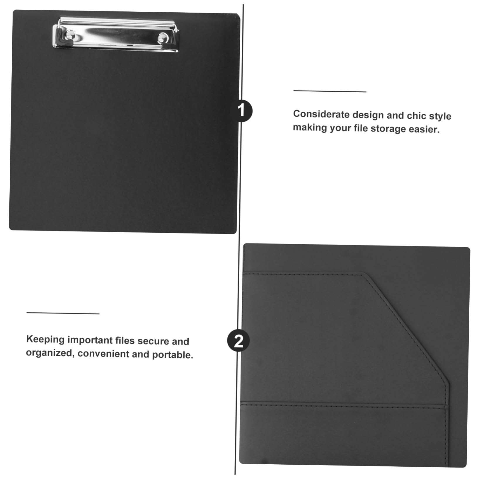 Portfolio in Pelle Pu A4 Nero, Organizer Documenti Elegante con Writing Pad | Festa Scuola Decor, Cartellina Presentatore, Porta Documenti Pelle per Casa e Uso Professionale