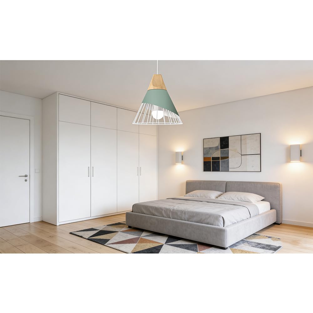 Suspension Luminaire Moderne,bois Plafonnier industriel design Métal Lampes Suspendues abat-jour E27 applique éclairage pour salle à manger cuisine,couloir