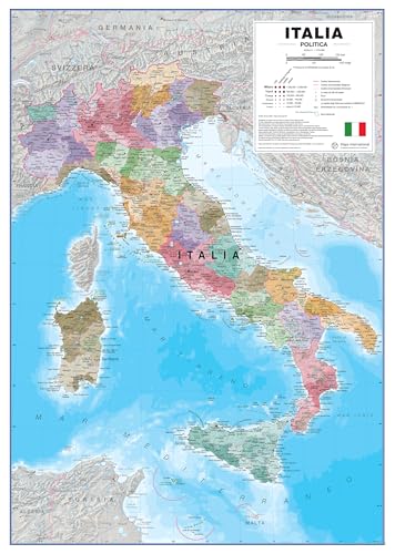 Carte murale Italie poster régions italiennes grand format pour bureau et décoration
