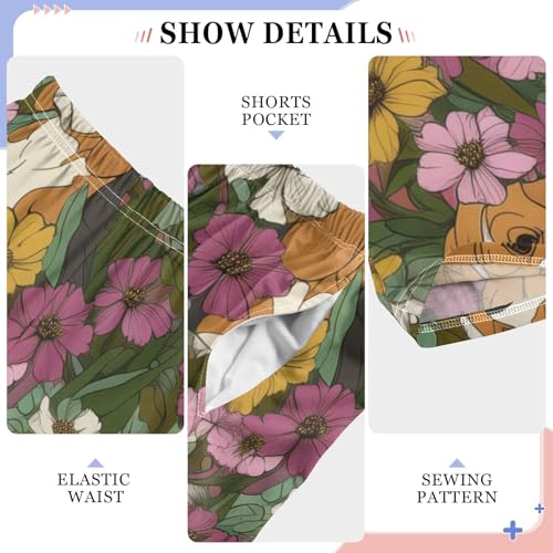 ZZXXB Beagle Flowers Boys Long Pants Soft Trousers Elastic Waist Kids Lounge Bottoms with Pockets S-XL4