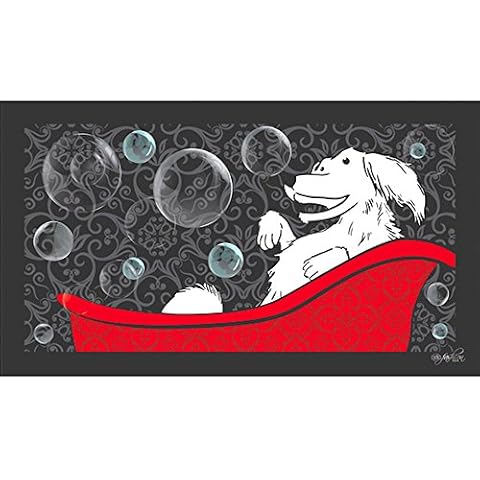Dog Fashion Spa Happy Dog in a Tub Design No Slip Bathing Mat for Dogs Cover