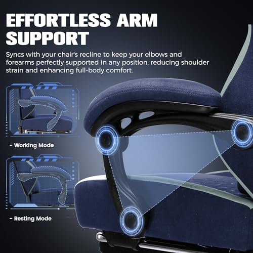 Image of GTPLAYER Gaming Chair, Ergonomic Computer Chair with Footrest and Lumbar Support, High Back Recliner Chair 350lbs, Height Adjustable for Home Office, Deep Blue