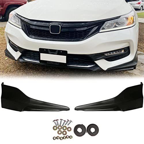 KUAFU Front Bumper Spoiler Lip Splitter Underbody Black Compatible with 2016-2017 Honda Accord 4 Door Sedan Pair HFP Style
