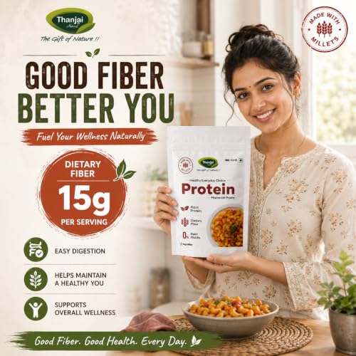 Image of Thanjai Natural Protein Pasta | 22g Plant Protein | 4.7g Dietary Fiber | Zero Maida | Healthy Alternative to Regular Pasta | Ragi Millet | 200g