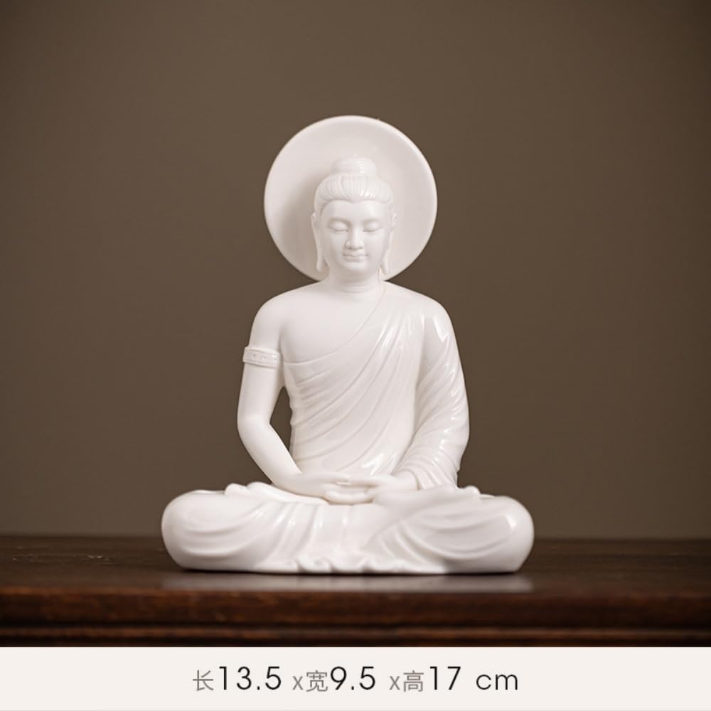 Statua del Buddha Shakyamuni con bruciatore di incenso a riflusso, porta incenso con anello luminoso a LED, statuetta decorativa del Buddha Tathagata