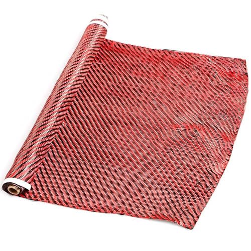 Red Black Carbon Fiber Fabric 50cm x 100cm 2x2 Twill Weave 3K 200g Cloth for Custom Parts Car Boats and More
