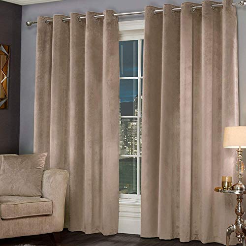 Gr8 Home Victoria Elizabeth Paire de Rideaux de doublés à u009cillets Effet métallique Effet Velours Naturel 168 x 228 cm