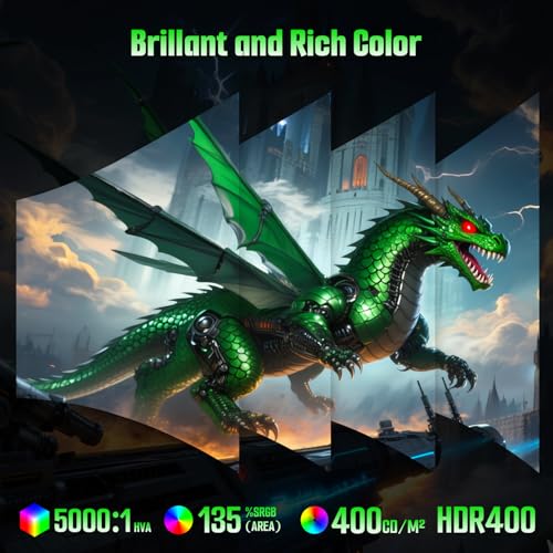 Image of SANSUI 27 Inch 280Hz Curved Gaming Monitor,WQHD 280Hz / HD 400Hz Dual Mode,1500R Curved Computer Monitor, HDR400 135% sRGB 5000:1 Contrast Ratio, PIP /PBP,OD 1ms AI Crosshair,HDMI2.1 * 2, DP1.4,VESA