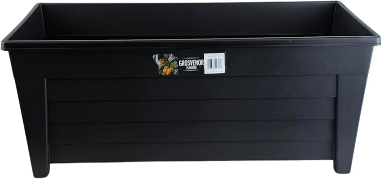 Easy Shopping  Black Large Grosvenor Trough 55cm Long Plant Pot Flower Planter Ideal for Home Office Balconies Gardens Greenhouses & Patios & Park 1