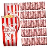 CONGARTENO 100個入り ポップコーン袋 ストライプ 文字デザイン お菓子用紙バッグ おやつ入れ 映画やパーティーに